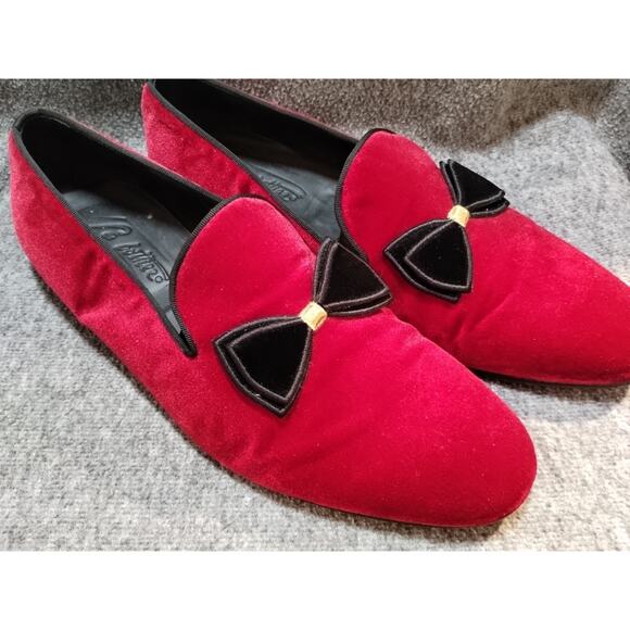 Le Bottiee 1965 - Mens Loafers - Made in Italy - Red Velvet & Blk - Size 9 US main image 8